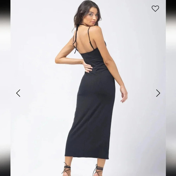 L*Space Naomi Ribbed Cutout Dress Black sz Large - Picture 2 of 7